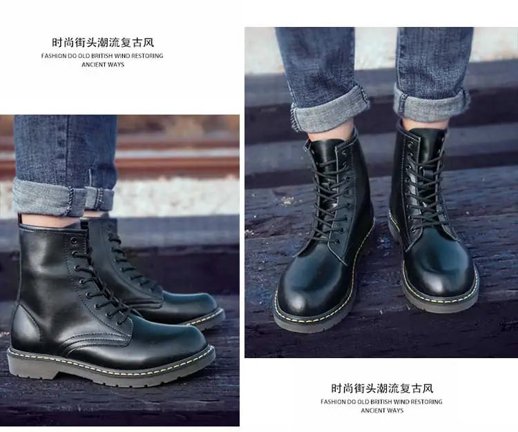 Fashion Men's Boots British Style High Top Casual Sneakers Men Luxury Designer Work Shoes Outdoor Anti slip Motorcycle Boots Mal
