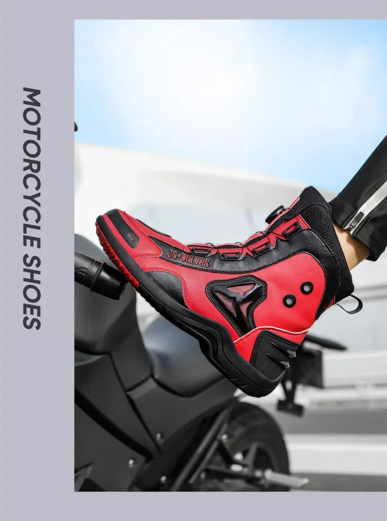 Non-slip  Motorcycle Protective Rubber Soles Boots Casual Motorcycle Boots Men's Leather Boots Motorcycle Riding Shoes