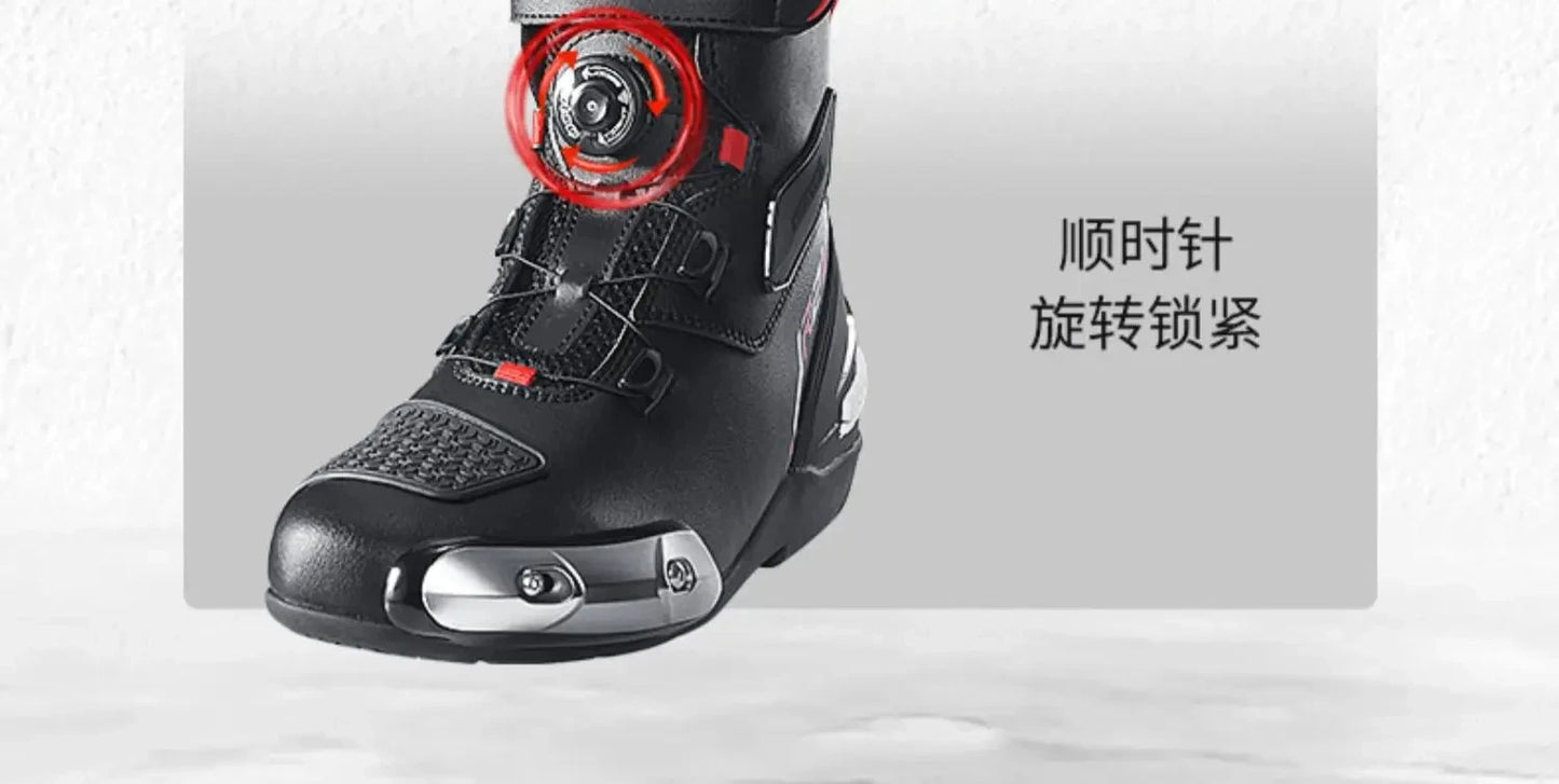 SCOYCO Motorcycle Boots Botas Moto Microfiber Leather Motocross Off-Road Racing Boots Motorbike Riding Shoes Men Moto Boots