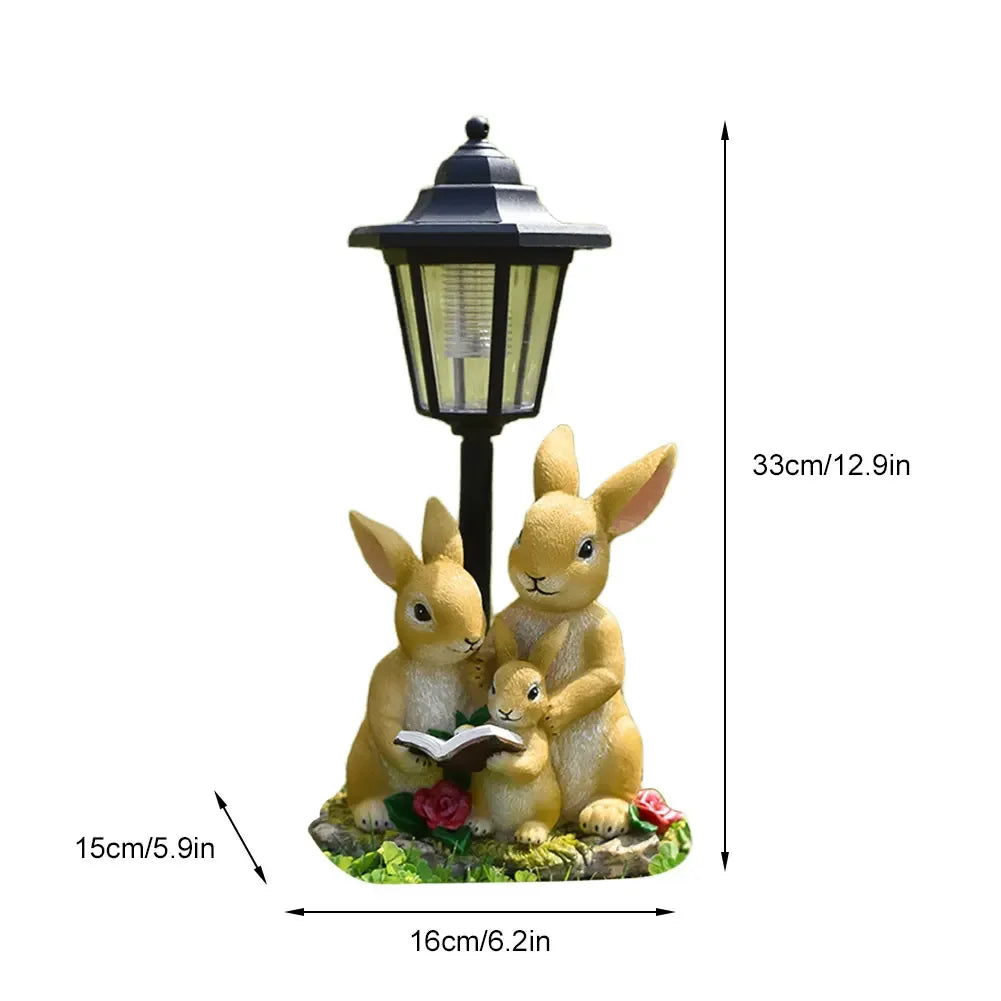 Solar Hexagonal Garden Lamp Resin Cute Figurine Light Animal/ Child/ Gnome Decorative Lamp Lawn Courtyard Garden Decoration
