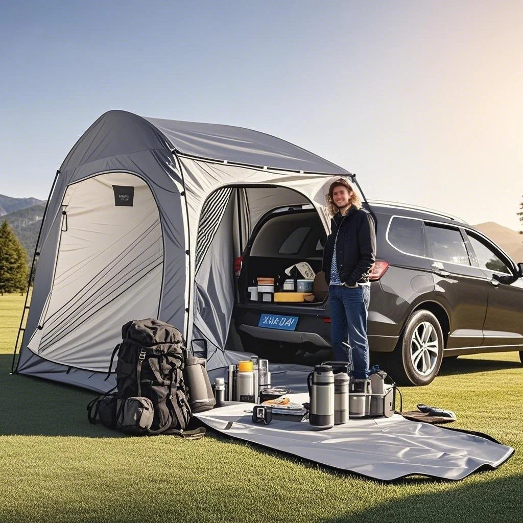 Easy Setup SUV Car Camping Tent - 4-Season Waterproof Tailgate Tent with Floor, 2-4 Person Large Space for Outdoor Adventures