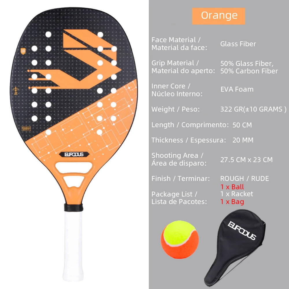 High Quality 3K Carbon and Glass Fiber Beach Tennis Racket Soft Face Tennis Racquet with Protective Cover Ball