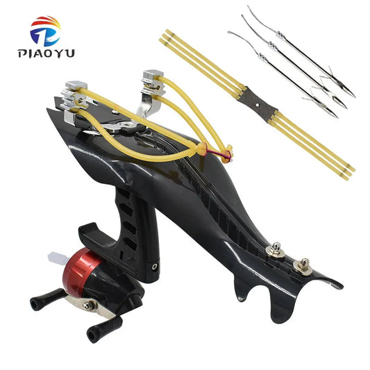 Professional Outdoor Fishing Slingshot With Rubber Bands And Fishing Reel For Fishing High Velocity Catapult Kit for Adult