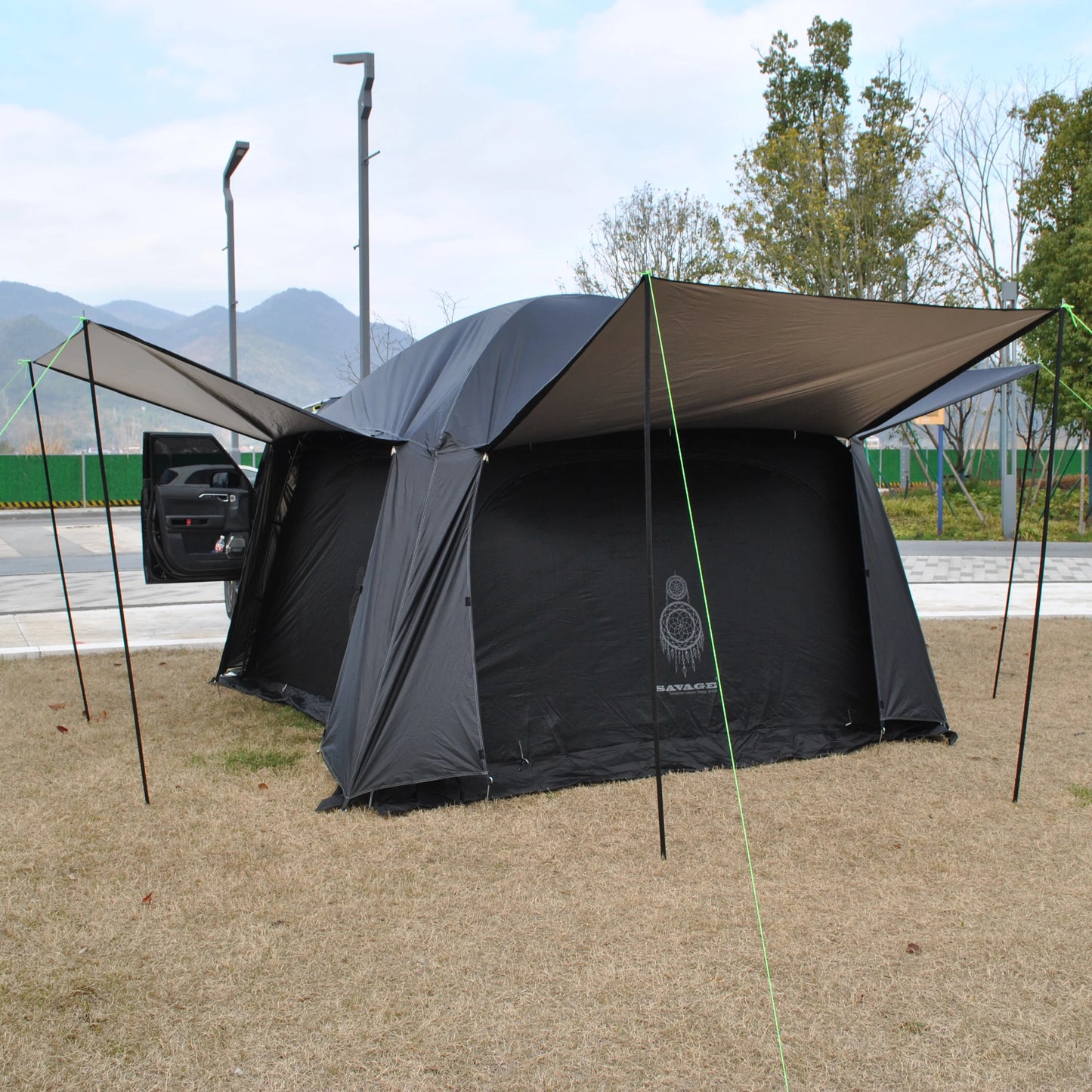 Waterproof Tiple Layers SUV Tent,Outdoor Car Tent - Car Tailgate Tent,4 Person Sleeping Camper Tent, Car Rear Tent with Canopy