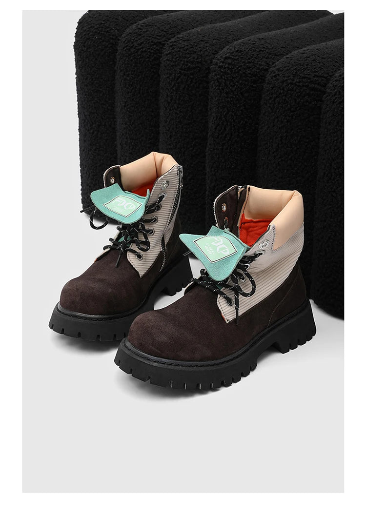 High quality Luxury Leather Boots Man Yellow High top Shoes Winter Men's Ankle Boots Street Motorcycle Shoes botas para hombre