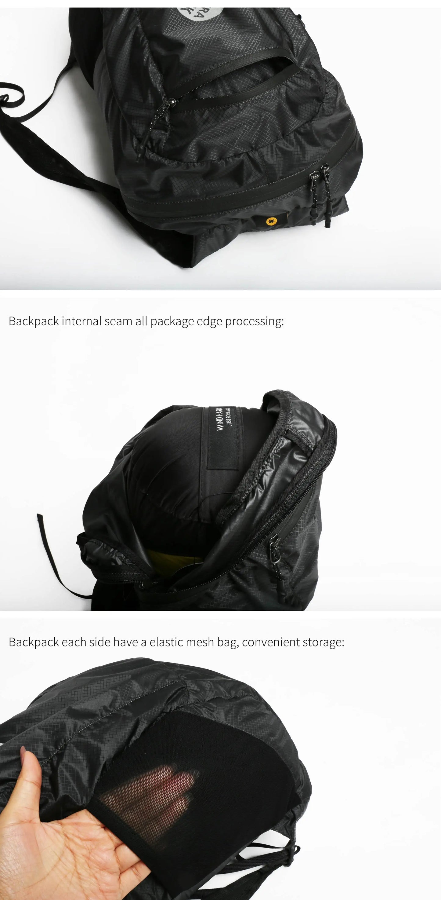 AEGISMAX Camping Black Ultralight Backpack 18L Outdoor Hiking Travel Bag Mountaineering Waterproof Unisex Packsack Bargain Price