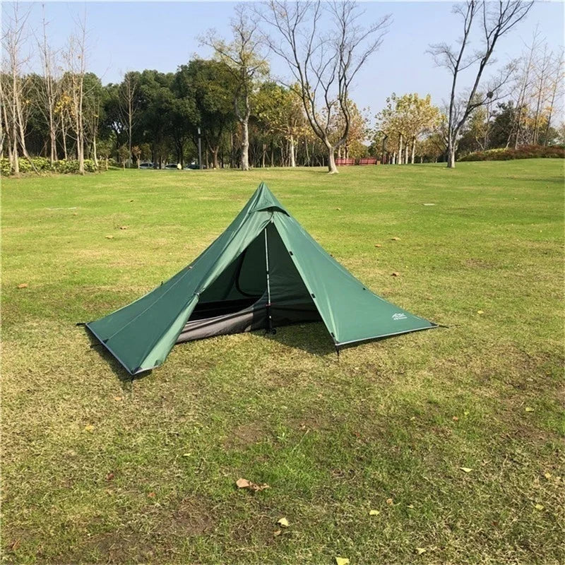1 Person Ultralight Hiking Camping Tents Backpacking Pyramid Tent Portable Dual Layer Rainproof Rodless Pyramid 4 Season Tent