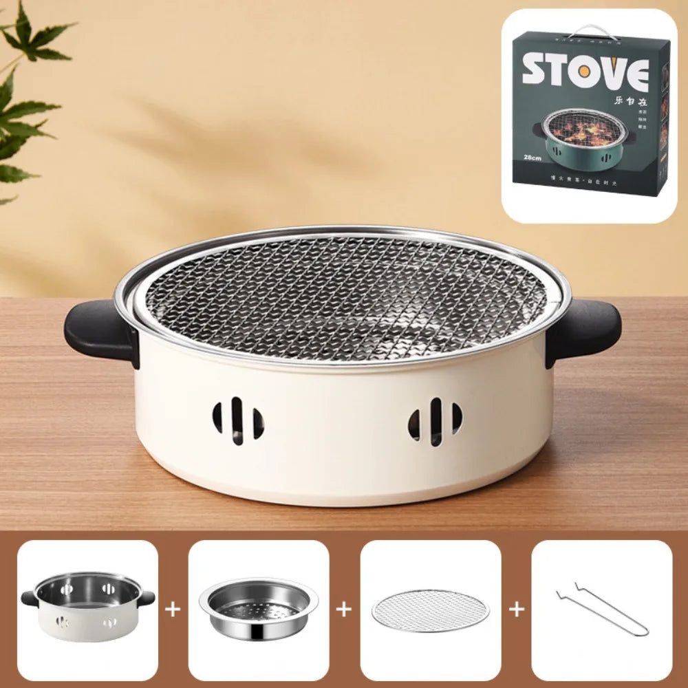 New Stainless Steel Barbecue Grill Multifunction Beige Green Black BBQ Stove Non-stick Barbecue Stove Barbecue Supplies