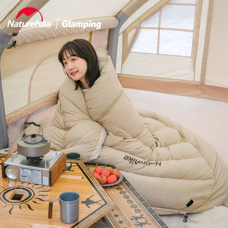 Naturehike Duck Down Sleeping Bag Ultralight Autumn Winter Spring Widened Sleeping Bag Hooded Windproof Waterproof -10℃ Outdoor