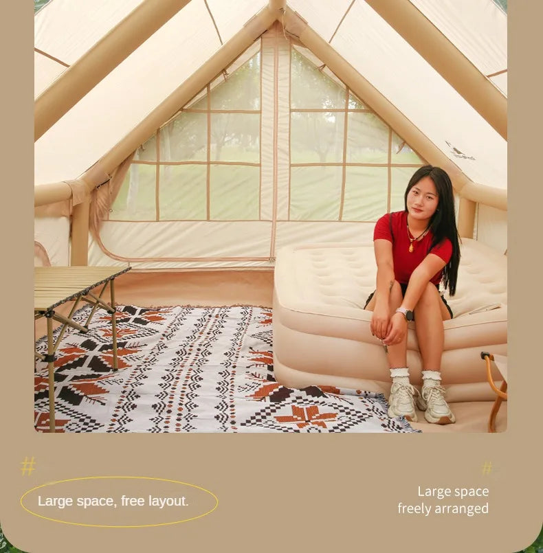 Inflatable Camping Tent for Family, PVC Skylight Air Tube, Camp Base Tents, 12 Square Meters, Large Space, 5-8 Person