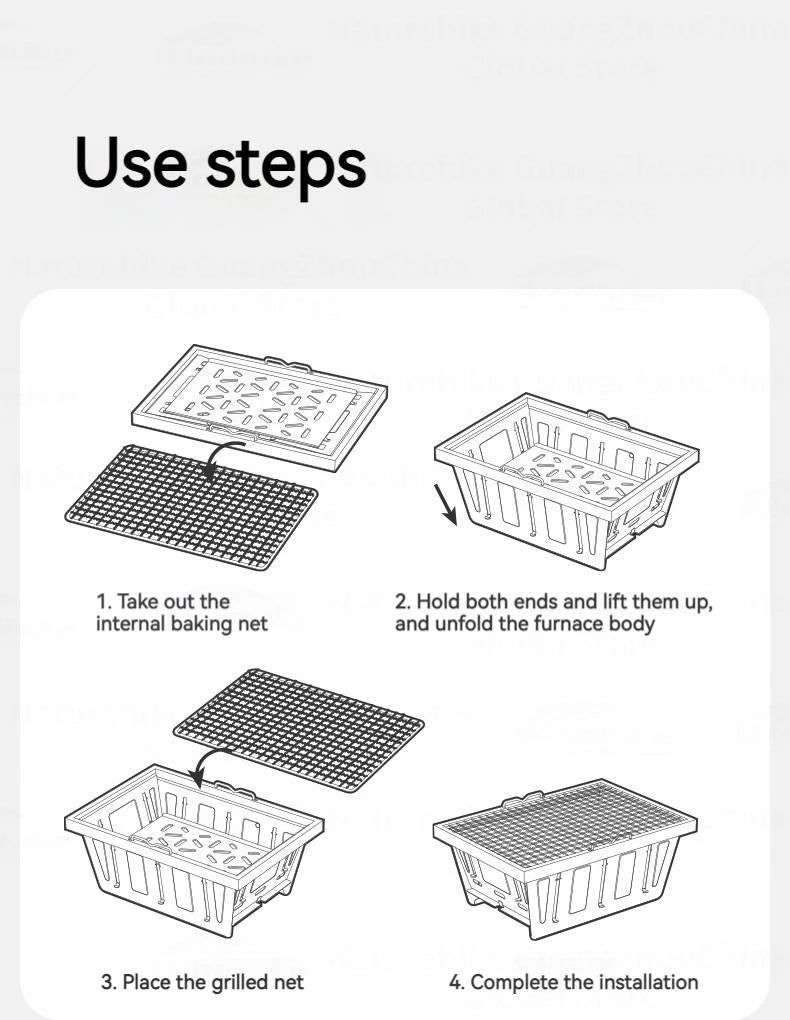 Naturehike Folding Grill Barbecue Stove Firewood Camping Picnic Cookware Accessories Portable Stainless Steel IGT Table Heater