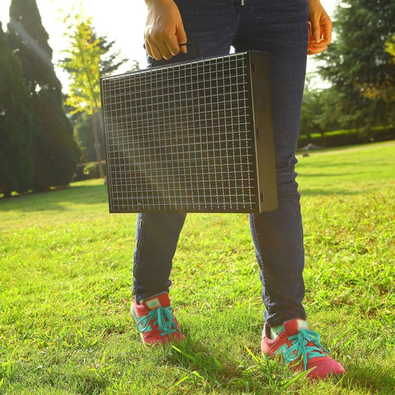 Portable Grill BBQ Charcoal Grill Mini Black Grill Stainless Steel Tool Kit Outdoor Cooking Camping Picnic Beach Camping Grill