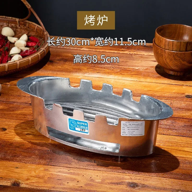 Thai Restaurant Grilled Fish Plate-Specialty Household Tableware Heated Grilled Fish Stove Dining Table Dry Pot Practical Decor