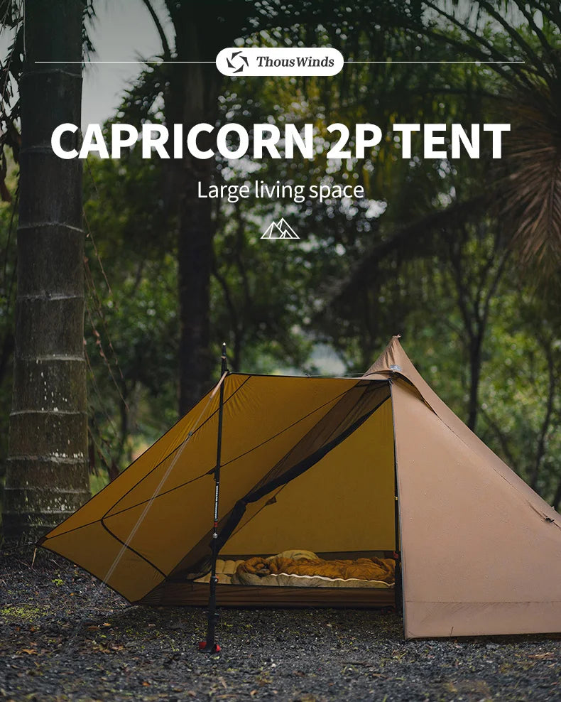 Thous Winds Capricorns 2 Person Tent Ultralight Hiking Tent Trekking Poles Tent 15D Ripstop Nylon Both Side Silicon Outdoor Tent