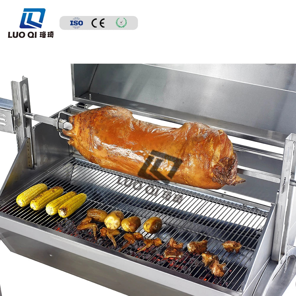 Luxurious Large Rotisserie Stainless Steel Gas and Charcoal BBQ Grill 60KG Outdoor Wholesale Barbecue Grill