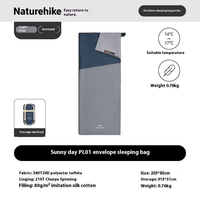 Naturehike 2025 New MINI Sleeping Bag 760g Ultralight Portable Splicing Summer Quilt Outdoor Camping Hiking Cotton Sleeping Bag