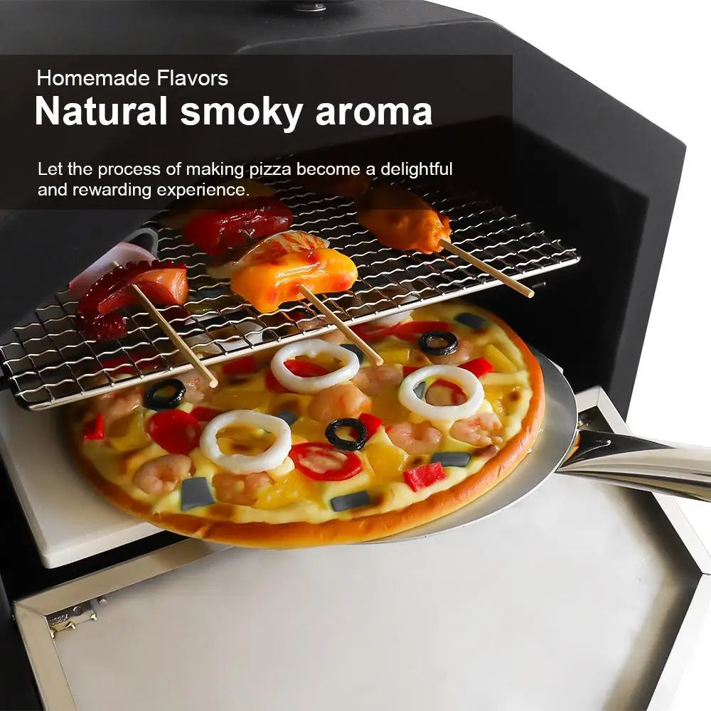 Outdoor Pizza Oven Carbon Steel Firewood Stove 12" Pizza Grill for Camping Hiking Picnic Barbecue Roast High-capacity Pizza
