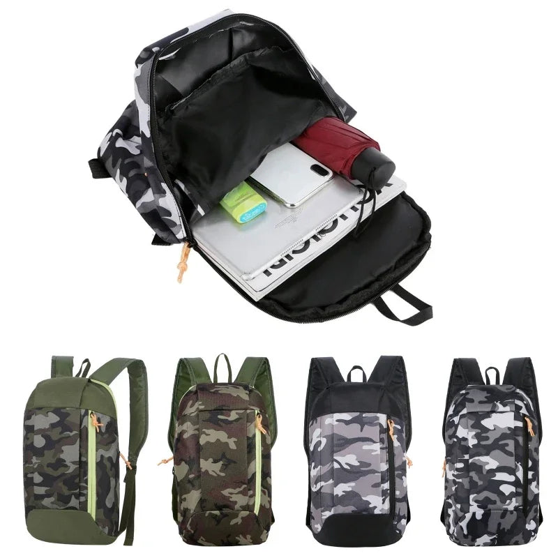 Sports Lightweight Camouflage Backpack Travel Mountaineering Bag Zipper Adjustable Belt Camping Men Ladies Children