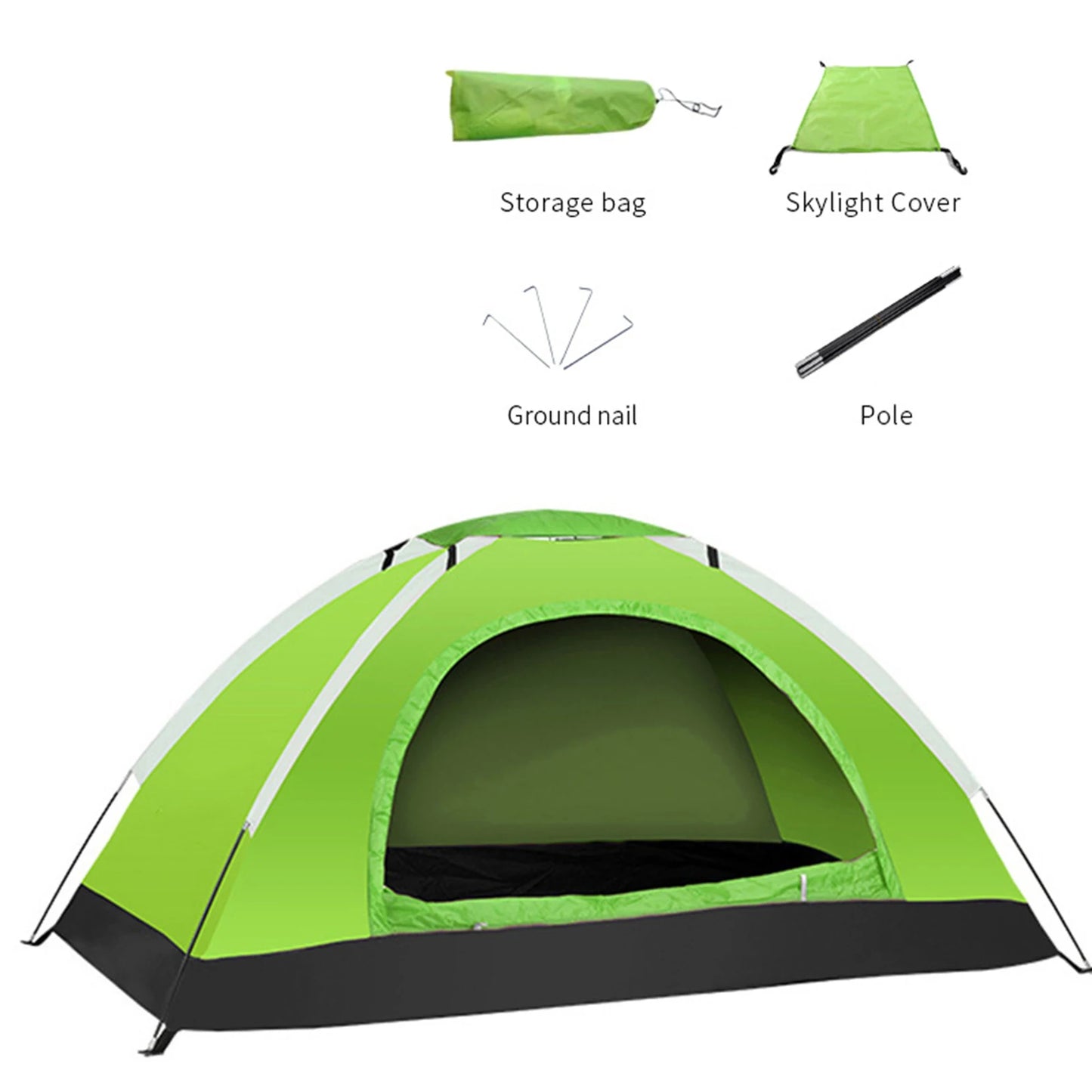 Ultralight Camping Tent Single Layer Portable Hiking Tent Anti-UV Coating For Fishing Backpacking Trip Hiking Parts 1/2 Person