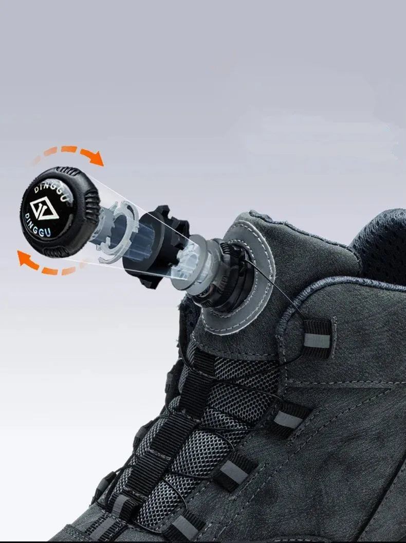 Rotating Buttons Work Boots Men Steel Toe Shoes Safety Boots Puncture-Proof Protective Shoes Waterproof Indestructible Shoes New