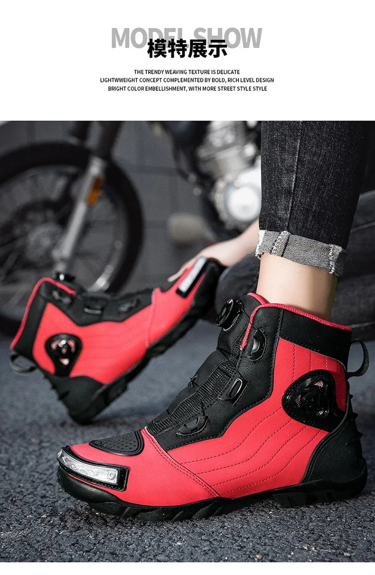 Large Size Motorcycle Boots Outdoor Riding Racing Shoes Anti-fall Wear-resistant Motorcycle Shoes Motorcycle Travel Equipment