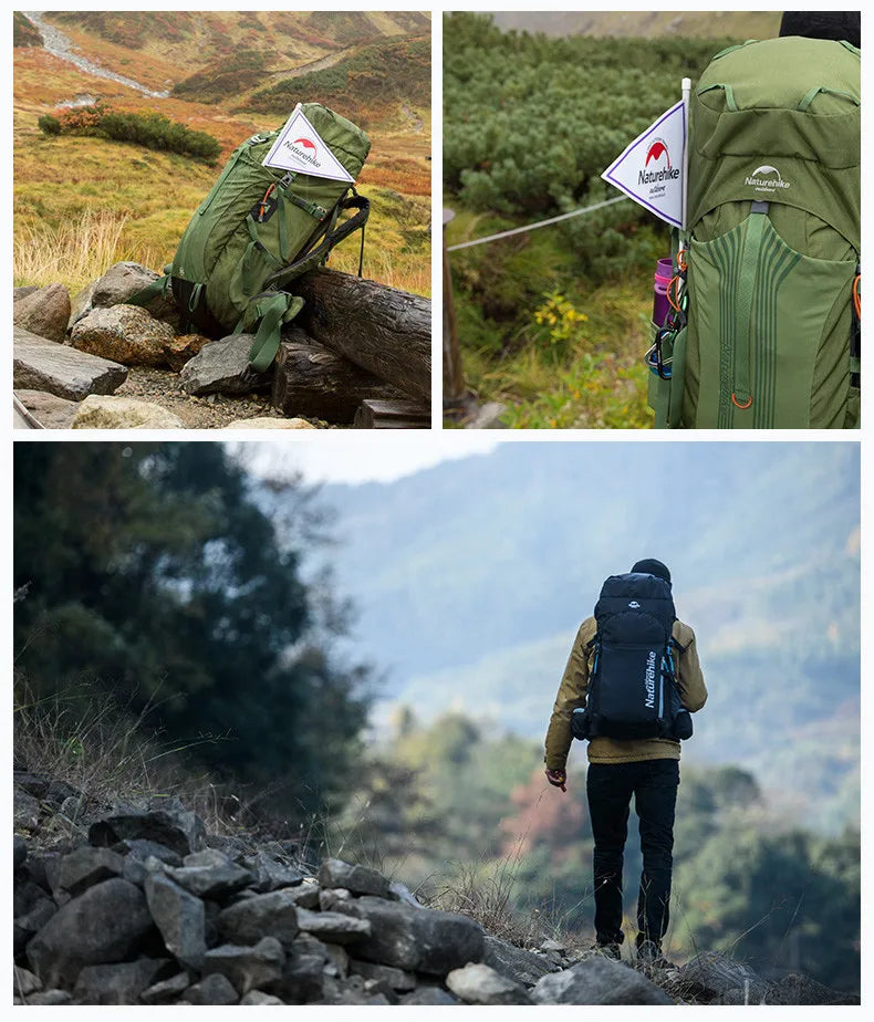 Naturehike Outdoor Hiking Bag Professional Large Capcity Backpack Suspension System Camp Climbing Backpack With Waterproof Cover