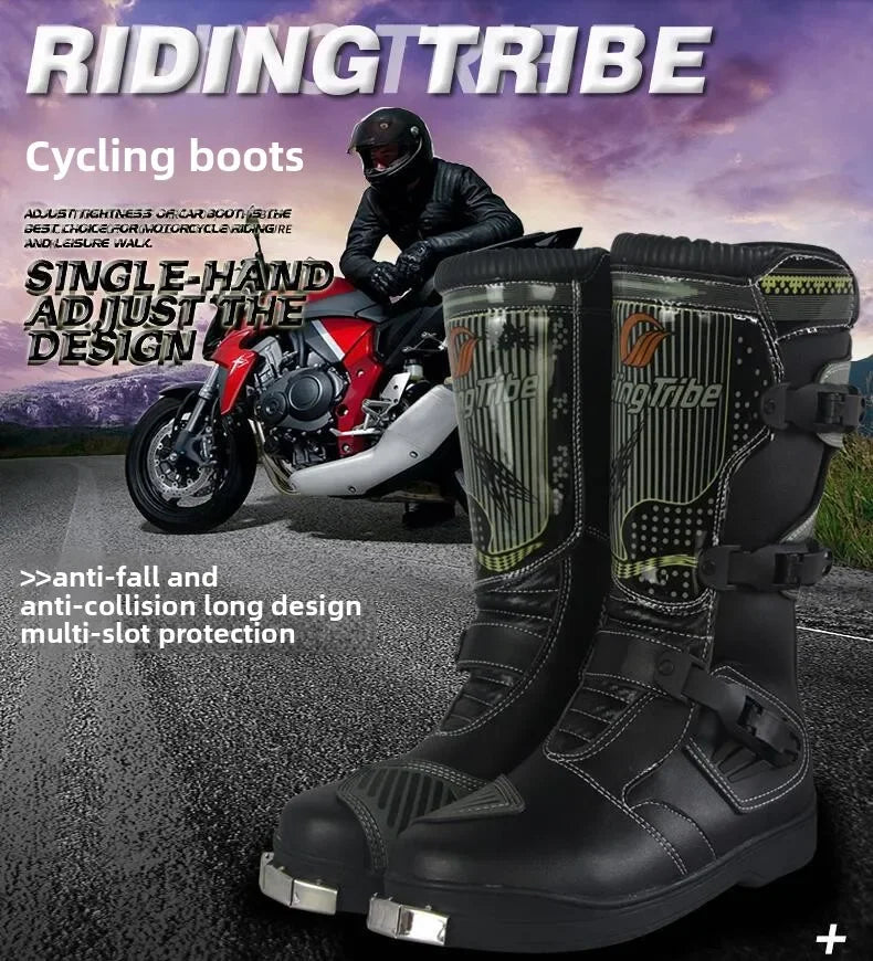 Motorcycle Riding Racing Boots Men's and Women's Anti-Collision Drop Protection Motorcycle Long Thigh Boots for Four Seasons
