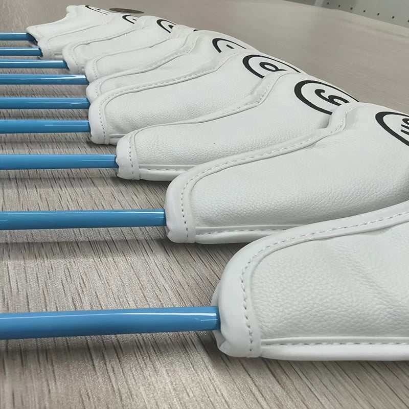 10 sets of portable PU golf club iron head cover magnetic protective cover golf club iron head cover set 3 4 5 6 7 8 9 AW SW PW
