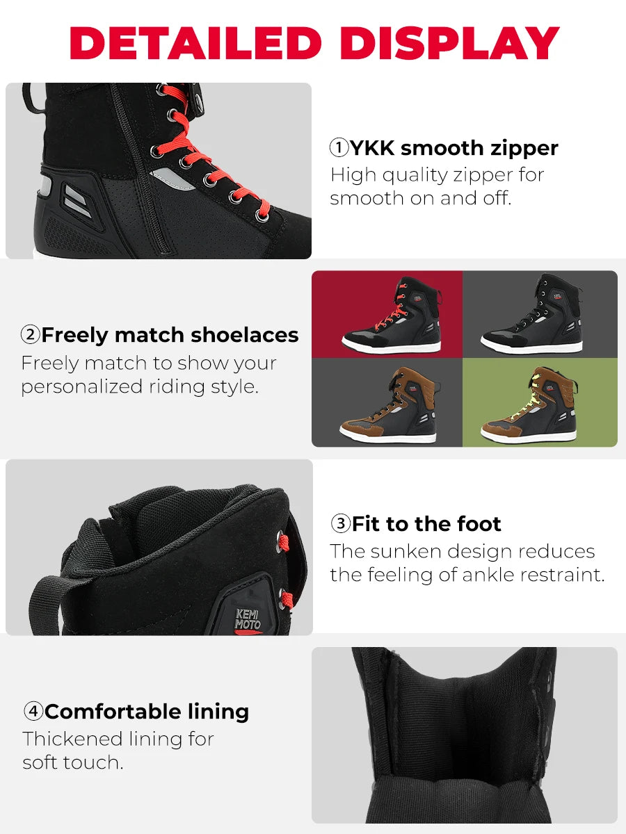 Motorcycle Boots Men High-top Shoes Summer Professional Riding Casual Anti-collision Anti-slip Cycling Protection Equipments