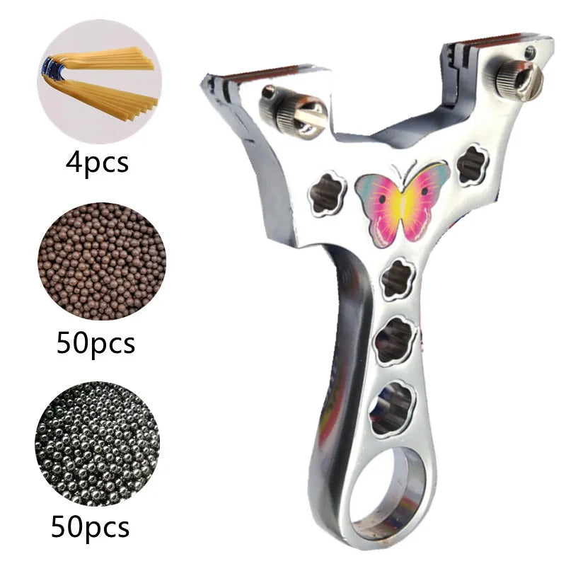 High Quality Alloy Slingshot Outdoor Hunting Accessories Set Colorful Butterfly Design Quick-press Catapult Shooting Sports Tool