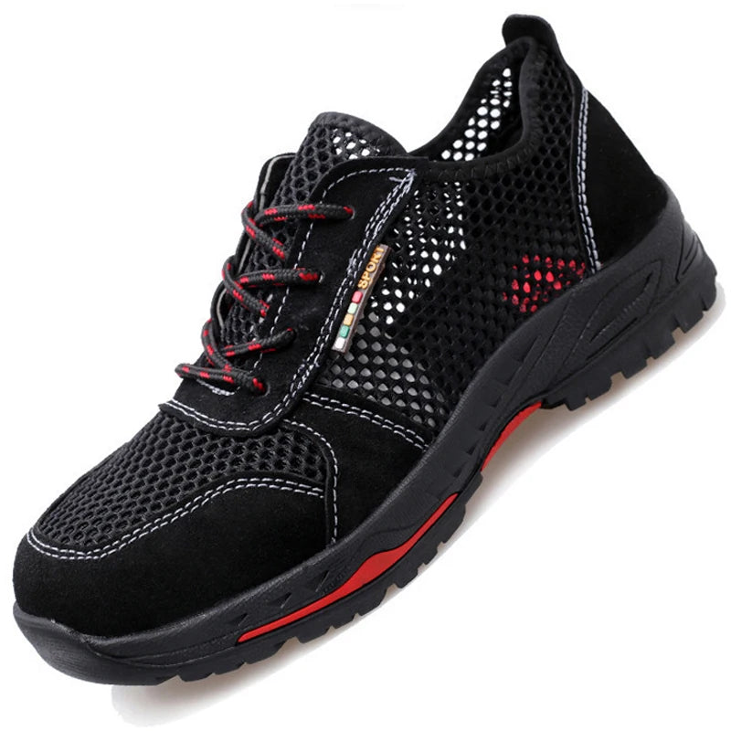 Summer Men Safety Shoes Anti-Smash Indestructible Shoes Breathable Mesh Work Shoes Men Women Work Sneakers Light Steel Toe Shoes