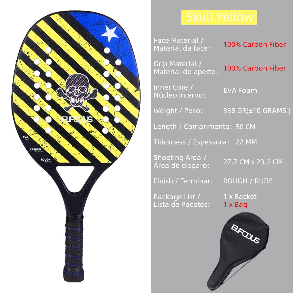High Quality 3K Carbon and Glass Fiber Beach Tennis Racket Soft Face Tennis Racquet with Protective Cover Ball