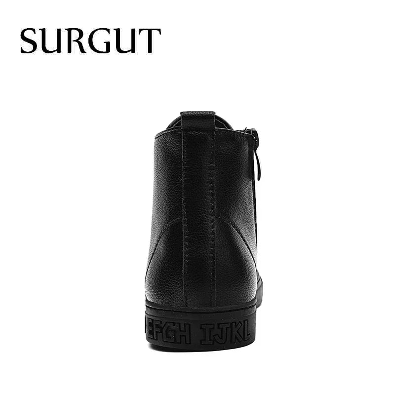 SURGUT 2025 Fashion New Autumn Winter Men Boots Casual Motorcycle Boots Split Leather Comfortable Outdoor Ankle Boots Size 38~47
