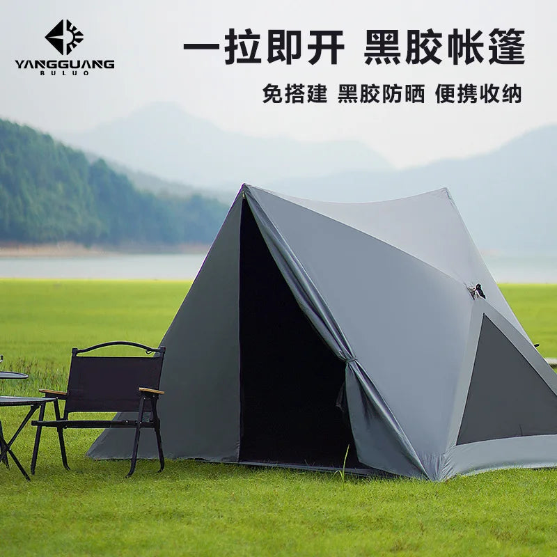 Open Shelter Family Size Triangle Tent Automatic Pop Up Beach Tent Ultralight Portable Outdoor Camping Sun Shelter Instant