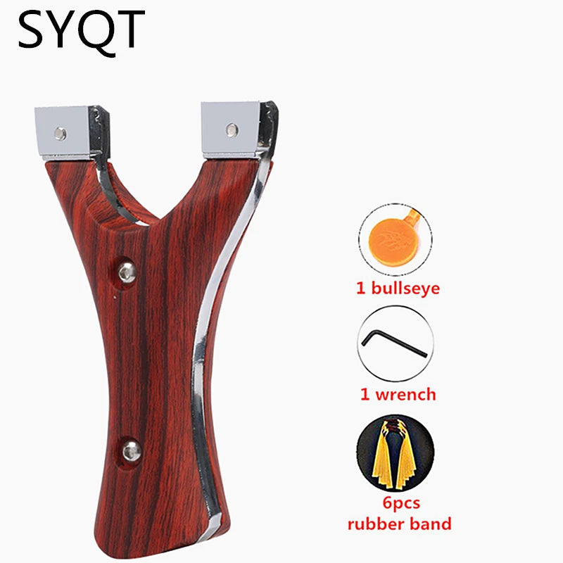 Fast Compression Rubber Band Hunting Slingshot Outdoor Competitive Game Catapult Imitation Wood Patch Flat Band Slingshot