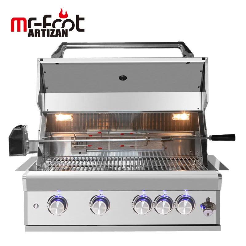 Outdoor courtyard gas grill, embedded carbon grill BBQ stainless steel grill