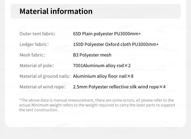 Naturehike Ultralight Camping Tent 2 Person Hiking Travel Backpacking Large Space 65D Waterproof Quick Set Cycling Shelter Tent