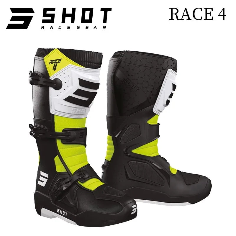 SHOT Off-road Motorcycle BOOTS Riding Rally Boots Waterproof  ATV Microfiber Leather Botas CE Certification Motocross Equipment