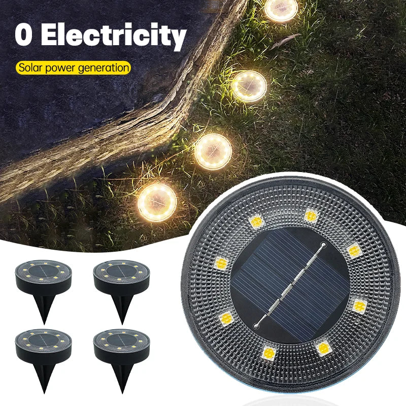 1-8PCS LED Outdoor Solar Power Floor Lamps Waterproof Underground Lamps for Lawn Decoration Garden Courtyar Decoration Lamp