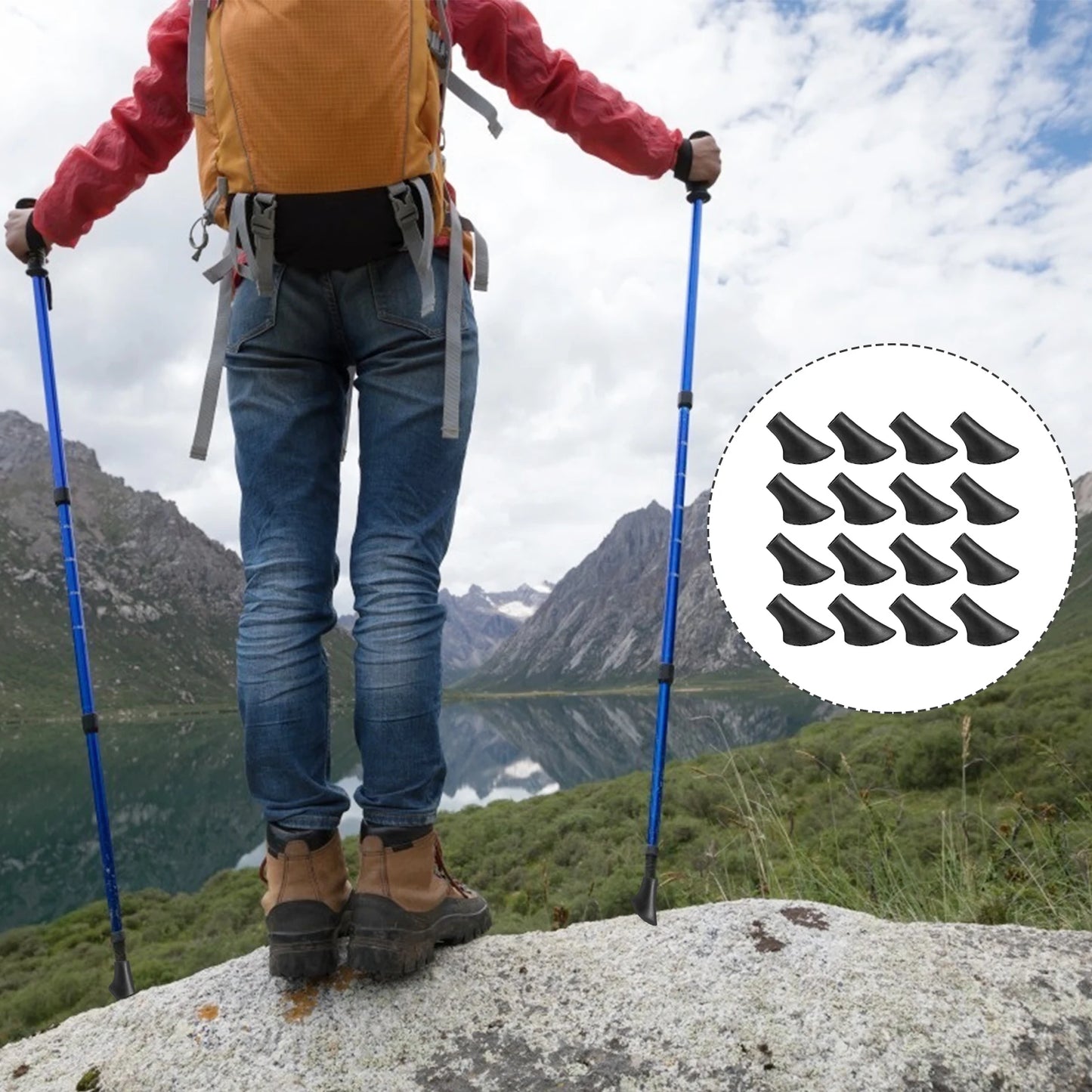 16Pcs Trekking Pole Tip Walking Stick Head Protectors Cane Hiking Tips Poles Trekking Poles Thickened Pole Tip Protectors Elder