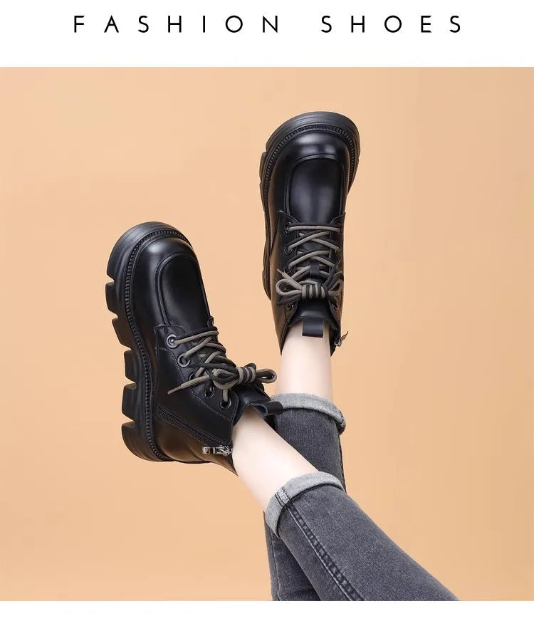 Women's Boots Winter New Fur Snow Boots Platform Plush Comfortable Anti Slip Warm Lace Up Cold Proof Cotton Ankle Boots Women