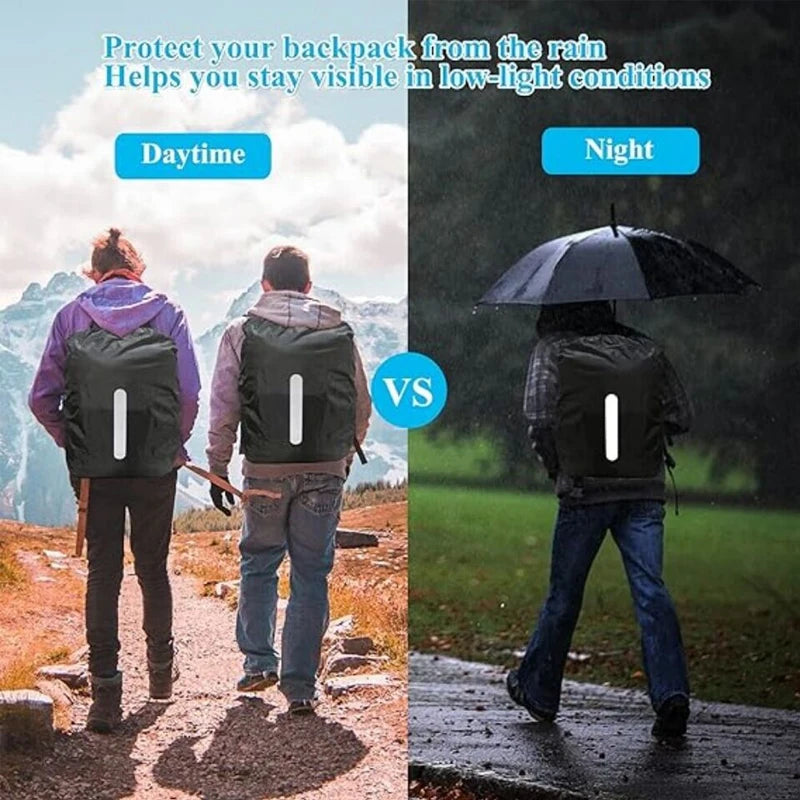 Reflective Waterproof Backpack Rain Cover Outdoor Night Cycling Safety Light Raincover Bag Hiking Mountaineering Backpack Cover