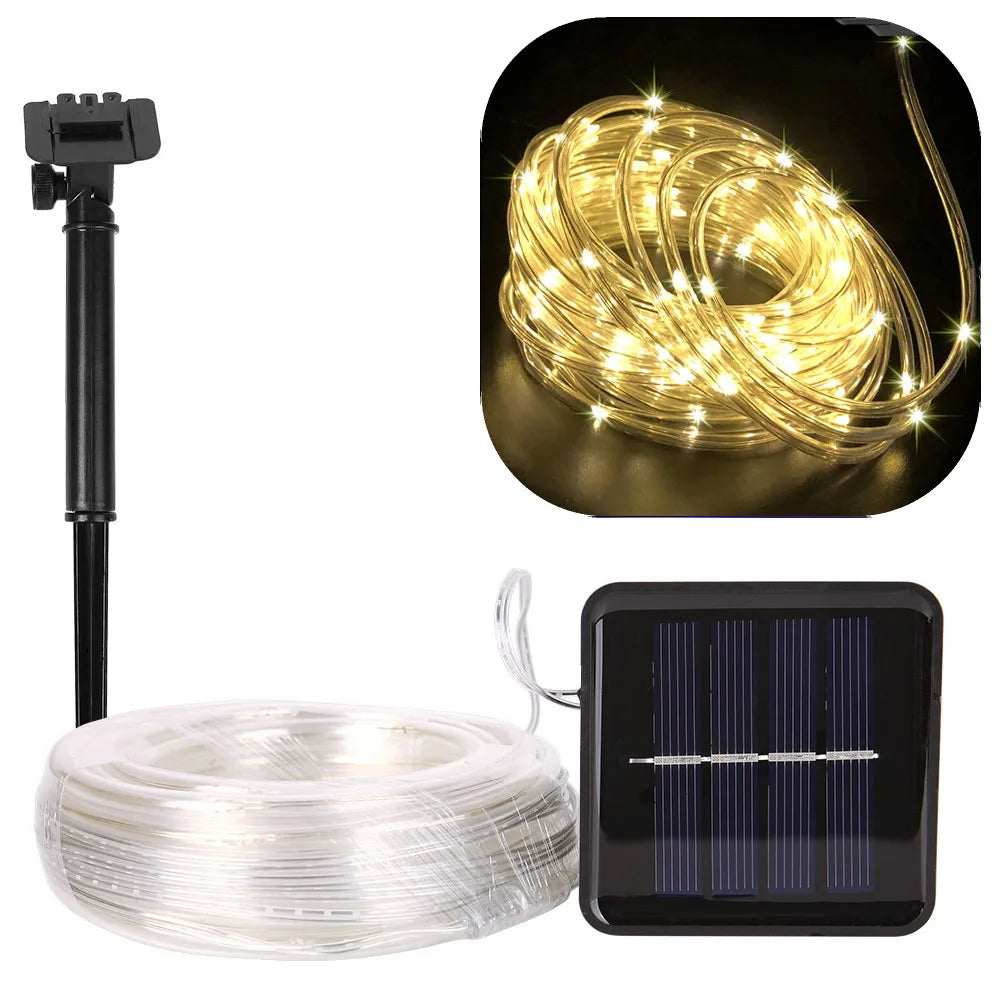 Solar Lights For Garden Decoration Led Rope Strip Lights 8 Mode 7m/12m/22m Waterproof Garland For Fence Yard Party Wedding Decor