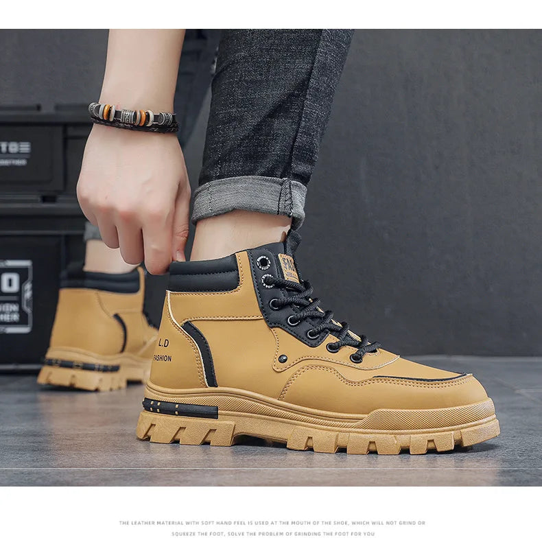 2025 Men's Casual Shoes Non-slip Wear-resistant High-top Sneakers Outdoor Comfortable Platform Hiking Shoes Designer Men's Shoes