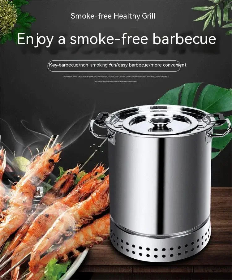 Smokeless Barbecue oven Household Charcoal indoor Barbecue Artifact Outdoor Stainless steel Barbecue oven Roast chicken oven Han