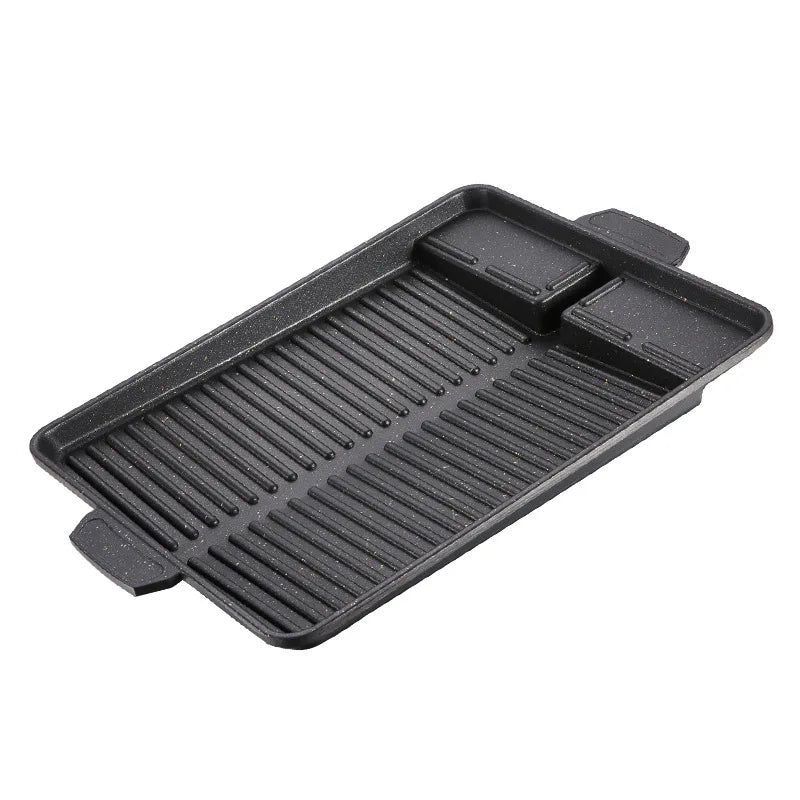 BBQ Grill Pan Plate 32 X 26cm Portable Non-Stick Coating Butane Gas Stove Cooker Plate Rectangle Korean Barbecue Plate