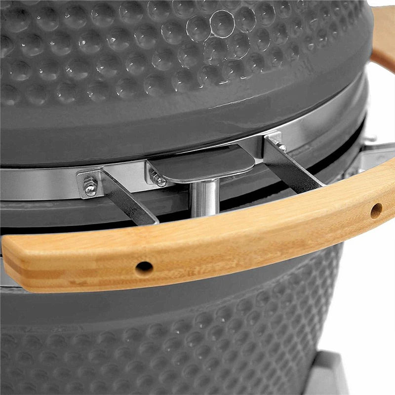 21-Inch Indoor/Outdoor Kamado  Ceramic Grill Oval Egg BBQ with Steel Iron Garden Camping  Ceramic BBQ