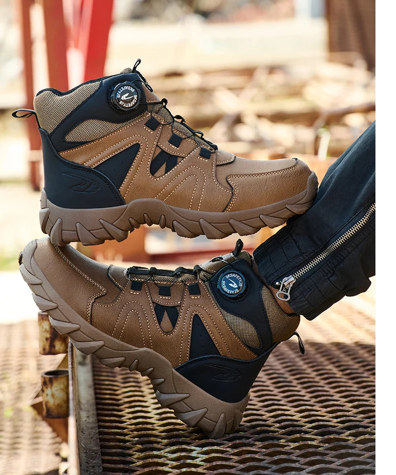 Rotating button Safety Boots Men Outdoor tactical boots Indestructible shoes Puncture-Proof Work Boots Steel toe shoes Sneakers
