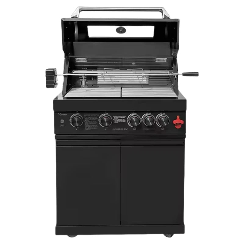 Outdoor Gas Black Stainless-Steel Build in BBQ Grills Plate Natural Gas Cooker With Oven and Grill Camping Barbeque Gas Grill