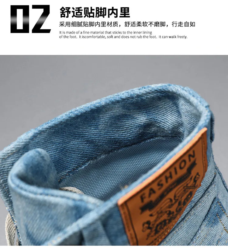 Motorcycle Riding Shoes Retro Canvas Casual Commuter Boots Protective Fall Resistant Wear Boots Riding Shoes Denim Casual Shoes